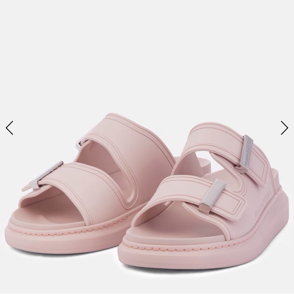 Alexander McQueen Buckle Slide Sandals Pink/Silver Size-US 9&11/EUR 39&41 NIB - Picture 5 of 10
